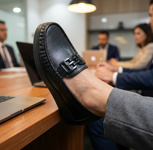 Moccasin noir compensée MORJA